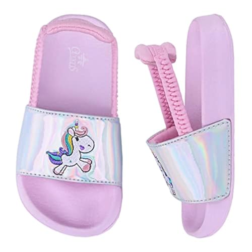 Badelatschen Kinder Mädchen Badeschlappen Sommer Hausschuh rutschfest und Leicht Strand Slippers Karikatur Dusch Badeschuhe Weiche Flache Strand Sandalen 26 Silber von Dream QuanZhou