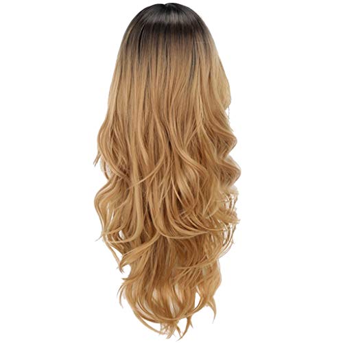 65cm Langes Haar Spirale Lockige Cosplay Kostüm Perücke Fashion Farbverlauf Lange Perücke Damen Blond Gewellt Gelockt Natürlich Frauen Lange Lockige Synthetische Perücke (A) von Dream Room