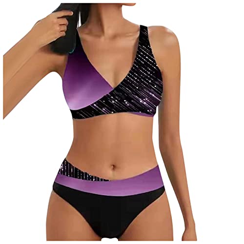 Badeanzug Damen, Bikini Damen Set Push Up Sport Sommer Zweiteiler Bikini Oberteil Zweiteilige Bikinis Elegante Bikini Hose Tanga Bikini-Sets Breites Bunt Elegant Schnurung Zweiteiliges Swimsuit von Dream Room