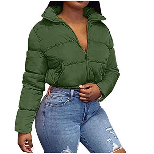 Damen Puffer Jacke Einfarbige Winterjacke Warm Stehkragen Übergangsjacke Frauen Glänzend Daunenjacke Kurz Geschnitten Wattierte Steppjacke Jacke Female Baumwolljacke Mantel Herbst Outdoorjacke von Dream Room