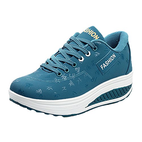 Damen Sportschuhe Laufschuhe Mode Turnschuhe Schuhe Laufen Sport Wanderschuhe Mit Dicken Plateaus StraßEnlaufschuhe Fitness Gym (Blau 2, Erwachsene, Damen, 41, Numerisch, EU Schuhgrößensystem, M) von Dream Room