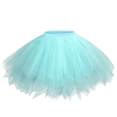 Damen Tutu Rock Paillette Tüllrock 3-Lagiger Minirock Kurz Ballet Tanzkleid Petticoat Unterrock Karneva Zubehör TüLlrock GrüN von Dream Room