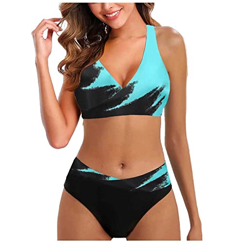 Dream Room Bikini Damen Set 2023 Damen Bikini Set Badeanzug High Waist Bikini Hose Bademode Sport Tankini Sommer Bauchweg Oberteil Plus Size 2-Teiliges Elegante Swimsuit Teenager Women üBergrößE von Dream Room