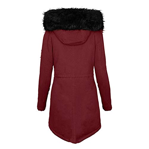 Dream Room Damen Jacke Winter Warm Steppjacke Winterjacke Gefüttert Kunstfell Outdoorjacke padded parka damen schicke pullover schwarzer mantel,11-Wine,M von Dream Room