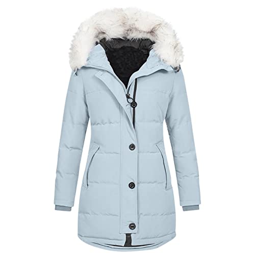 Dream Room Damen Winter Jacke Stepp Mantel Winterjacke Parka pullover damen winter lang wolle ver lang frau winter kleidung damen,4-Light Blue,M von Dream Room