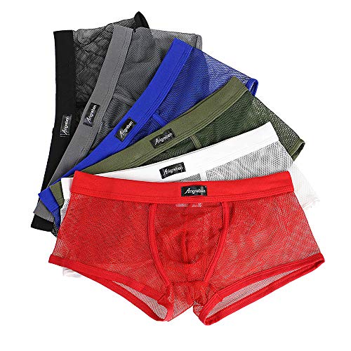 Dream Room Herren 5er/6er Pack Unterwäsche Spitze Slip Tanga Erotik Dessous Boxershorts Unterhose Strings Mode Boxer Unterhose Mesh String Tanga Reizvolle transparent Unterwäsche (XL, 6PCS) von Dream Room