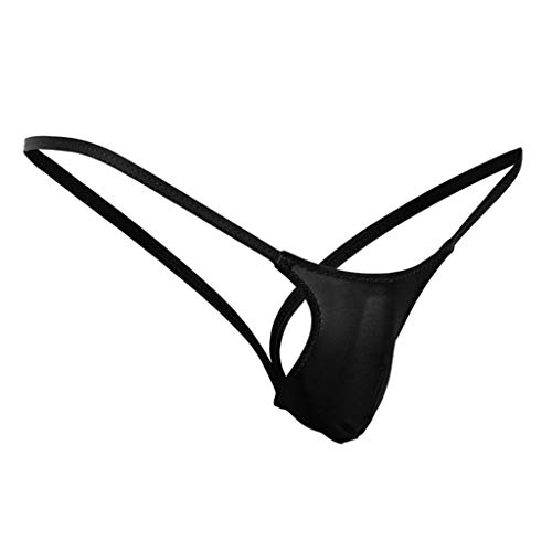 Dream Room Herren G-String Männer Unterwäsche Bikini Briefs Jockstrap Ouvert Thong Reizvolle Low Rise Slips Strings Tanga Erotik Dessous Unterwäsche Bulge Pouch Unterhosen (L, Schwarz) von Dream Room
