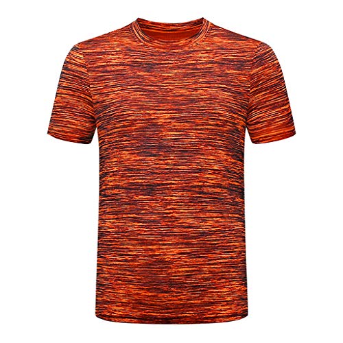 Dream Room Herren T-Shirt Kurzarm Shirt Slim Fit Gym Fitness T-Shirt Männer Sommer Casual Rundhals Shirt Sport Bekleidung Schweiß Atmungsaktiv Schnelltrocknend Bodybuilding Training (8XL, Orange) von Dream Room