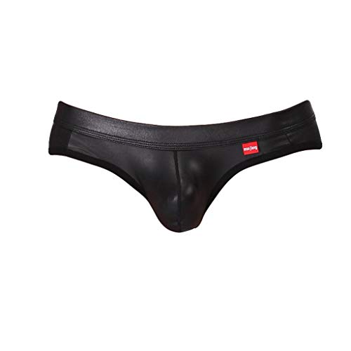 Dream Room Herren Tangas Jockstrap Sport Hipster Unterwäsche Leder Männer String Tanga Offen Schlüpfer Slips Bequeme G-Strings Reizwäsche Dessous Erotisch Unterhosen (M, Schwarz 2) von Dream Room