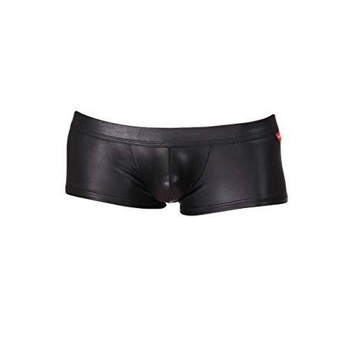 Herren Unterwäsche Boxershorts Wetlook Tangas Jockstrap Sport Boxer Briefs Schwarz Leder Shorts Unterwäsche Lack Pants Reizvolles Unterhosen Strings Dessous Erotisch Unterhosen (M, Schwarz) von Dream Room