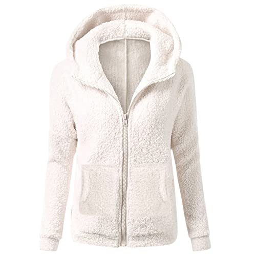 Sweatshirtjacke Mit Kapuze Damen Warm Winterjacke Langarm Winter Winter Übergroße Kleidung Damen Hoodie Sweatshirt,Weiß,M von Dream Room