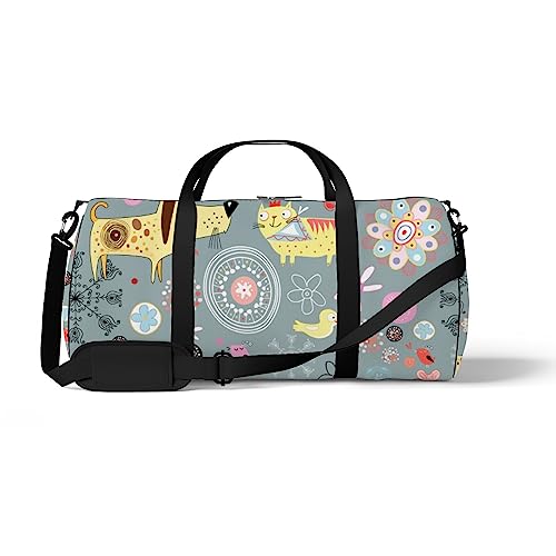 Sport Duffel Bag Gym Tote Hund Welpe Tier Katze Blumen Vögel Reisetasche Wochenende Tote Fitness Duffel Sling Schultertasche Rucksack, Color1090, medium size, Reisetasche von DreamBay