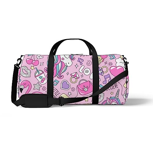 Sporttasche, Sporttasche, Einhorn, Regenbogen, Rosa, Wochenendtasche, Fitness, Schultertasche, Rucksack, Reisetasche, Color1199, medium size, Reisetasche von DreamBay