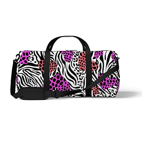 Sporttasche Sporttasche Gym Tote Valentinstag Liebe Herzen Leopard Gestreift Polka Dots Sling Schultertasche Rucksack Wochenende Tote Fitness Duffel Reisetasche, Color693, medium size, Reisetasche von DreamBay