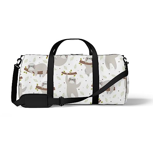 Sporttasche Turnbeutel Faultier Tropisches Tier niedliche Blätter Polka Dots Weekend Tote Fitness Duffel Sling Schultertasche Rucksack Reisetasche, Color254, medium size, Reisetasche von DreamBay