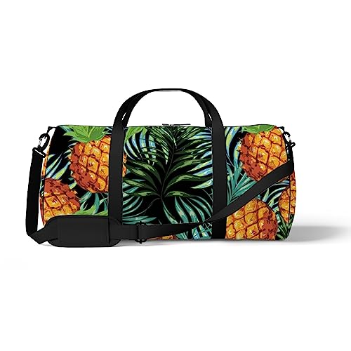 Sporttasche Turnbeutel Gym Tote Grün Schwarz Ananas Tropische Blätter Palme Wochenende Tote Fitness Duffel Sling Schultertasche Rucksack Reisetasche, Color281, medium size, Reisetasche von DreamBay