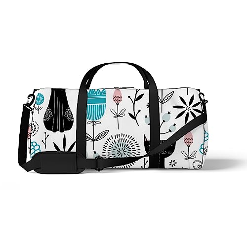 Sporttasche für Sport, Turnbeutel, Katze, Tier, niedlich, Cartoon-Blumen, Schultertasche, Rucksack, Wochenendtasche, Fitness-Reisetasche, Color1107, medium size, Reisetasche von DreamBay