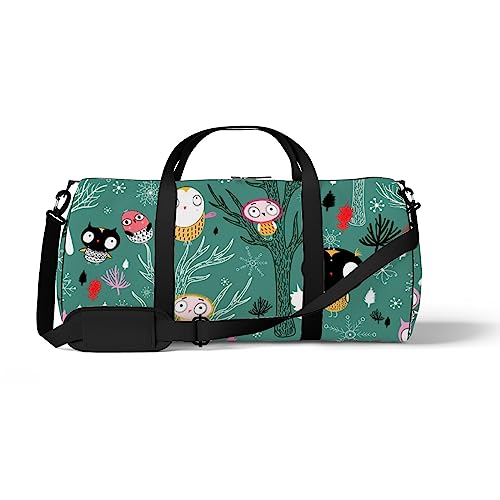 Sporttasche für Sport, Turnbeutel, niedliche Tiere, Vögel, Blumen, Eulen, Wochenendtasche, Fitness, Seesack, Schultertasche, Rucksack, Reisetasche, Color803, medium size, Reisetasche von DreamBay