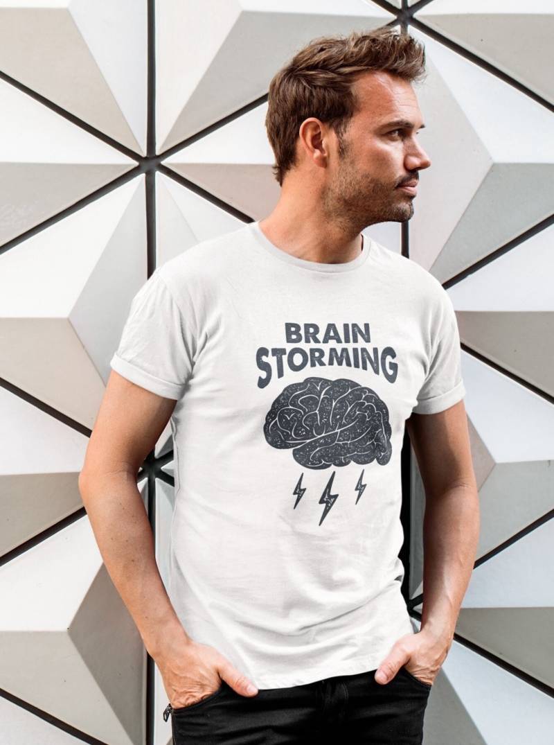Brain Storming Grafik T-Shirt, Gehirn Wissenschaft Shirt, Kunst Geist Liebhaber Unisex Lustiges Shirt von DreamBiGStudioShop