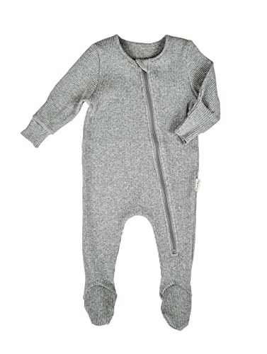 DreamBuy 0-3Y Reißverschluss Schlafanzug Gerippte Weiche Baumwolle Baby Jungen Mädchen Strampler Unisex Bodysuit Pyjama Kinder Onesie Fußlos Fuß Allergikerfreundlich (2-3 Jahre, Taubengrau) von DreamBuy