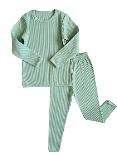 DreamBuy 20 Farben Gerippter Pyjama/Trainingsanzug/Loungewear Unisex Jungen und Mädchen Pyjamas Babykleidung Pyjamas für Damen und Herren Pyjamas (5-6J, Seeschaum) von DreamBuy