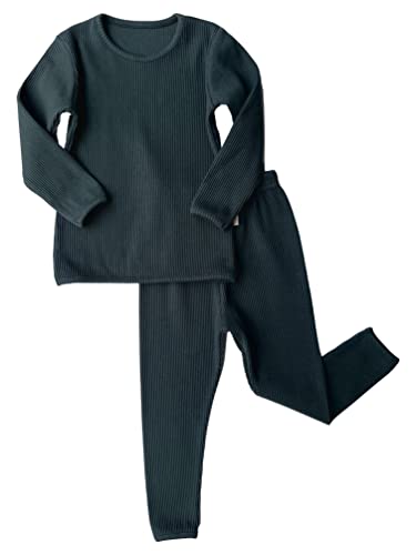 DreamBuy 20 Farben Gerippter Pyjama/Trainingsanzug/Loungewear Unisex Jungen und Mädchen Pyjamas Babykleidung Pyjamas für Frauen und Herren Pyjamas (5-6 Jahre, Kiefer) von DreamBuy