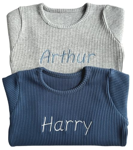 DreamBuy Passende Familien-Pyjama-Set – Personalisierte Geschenke für Mädchen, Jungen & Erwachsene – Weihnachts-PJs für Eltern, Großeltern & Neugeborene (3-4 Jahre,Personalisiert Blau) von DreamBuy