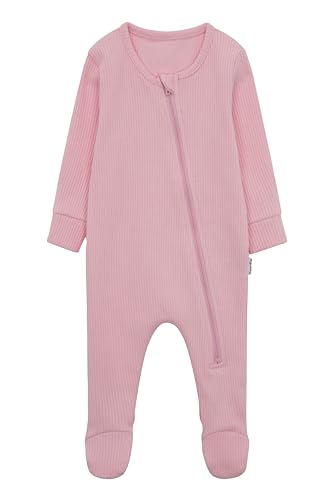 DreamBuy Unisex Baby Reißverschluss Kleinkind-Schlafanzüge (0-3 Monate, Süßes Rosa) von DreamBuy