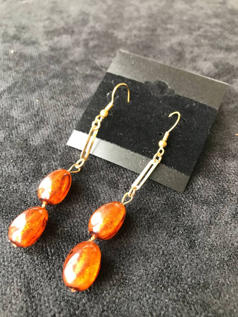 Braun Gefleckt Oval Ohrringe von DreamCreateEnjoyArt