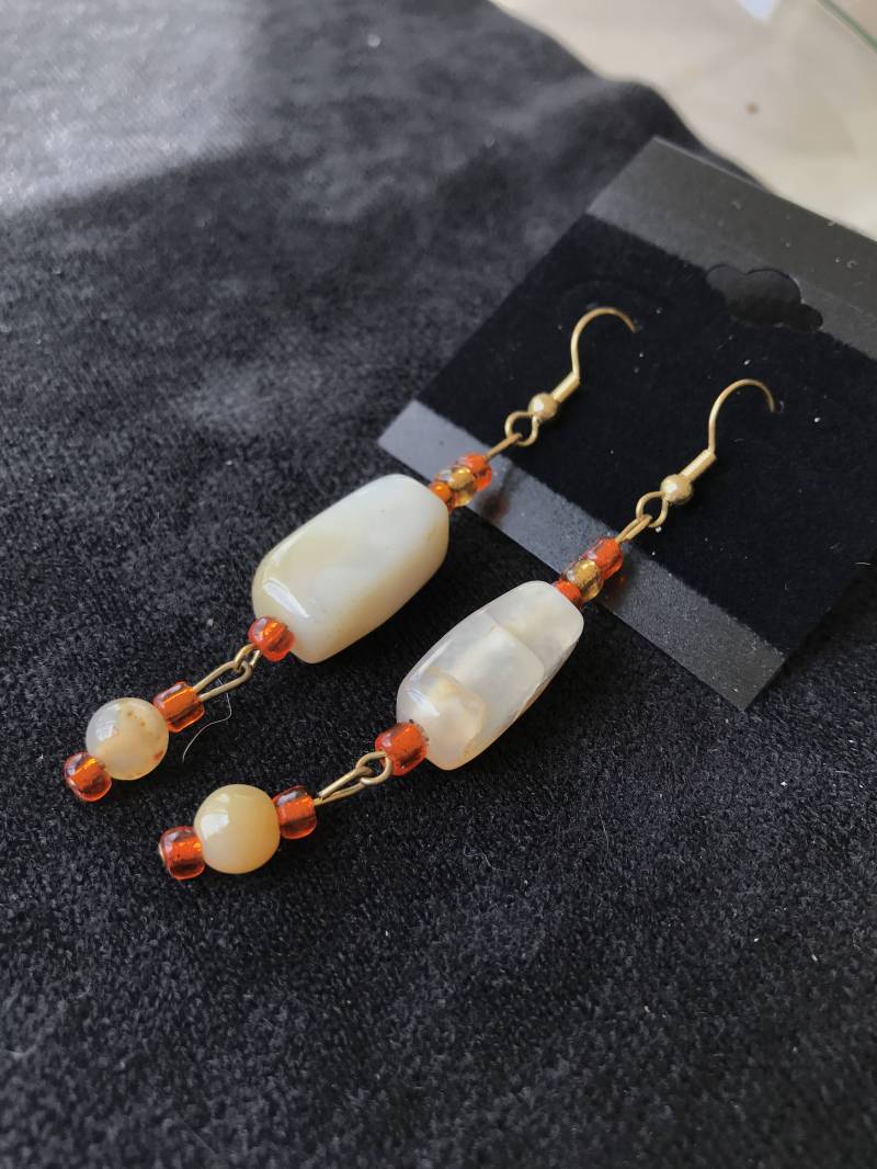 Creme & Orange Ohrringe von DreamCreateEnjoyArt