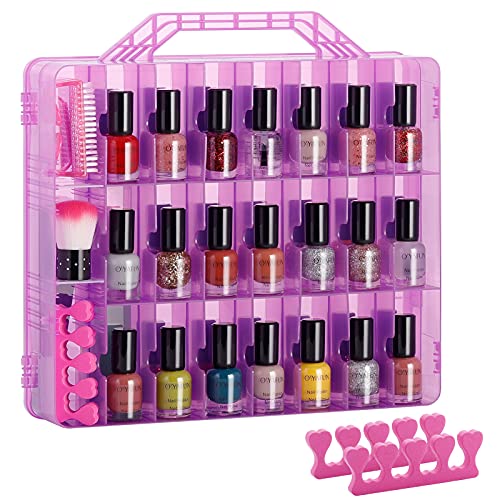 DreamGenius Nagellack-Organizer für 48 Flaschen mit 2 Nageltrennern, doppelseitiger Gel-Nagellackhalter mit verstellbaren Trennwänden, Lila von DreamGenius