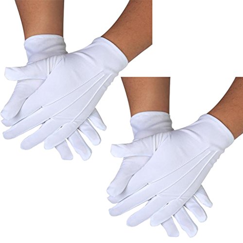 DreamHigh DH 2 Paar weiße Baumwolle / Nylon Marschhandschuhe Formal Smoking Honor Guard Parade Handschuhe, einfarbig, Einheitsgröße von DreamHigh