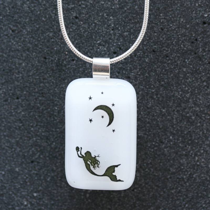 sterling Silber Und Fused Glass Anhänger_ Mermaid von DreamInColoursArt