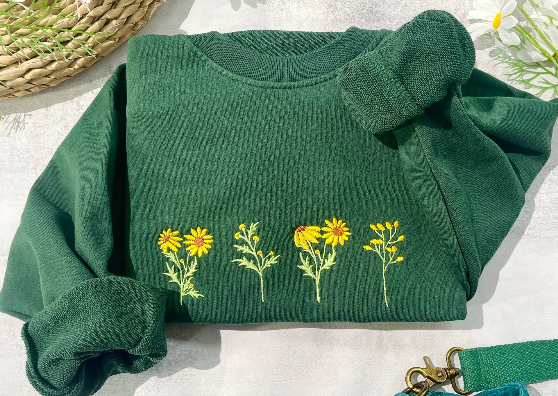 Rundhals Sonnenblume Besticktes Sweatshirt, Sweatshirt Vintage, Damen Trend, Jahrestag Geschenk, Geschenk Für Mama von DreamLakeStudioAU