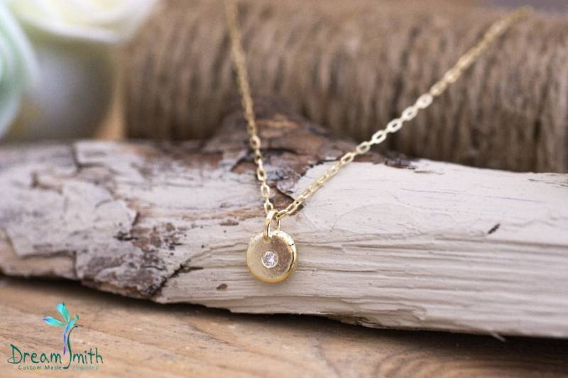 14K Gold Anhänger Mit Diamant von DreamSmithJewelry
