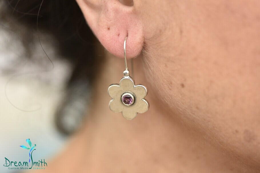 925 Silber Blüten Ohrringe Mit Amethysten von DreamSmithJewelry