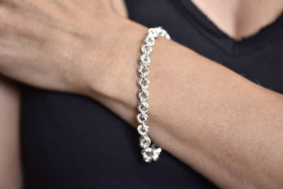 925 Silber Doppel Blume Kette Armband von DreamSmithJewelry