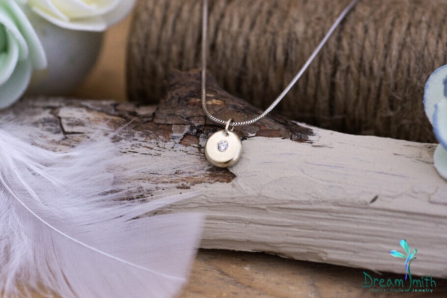 Recycelter 14K Weißgold Anhänger Mit Diamant von DreamSmithJewelry