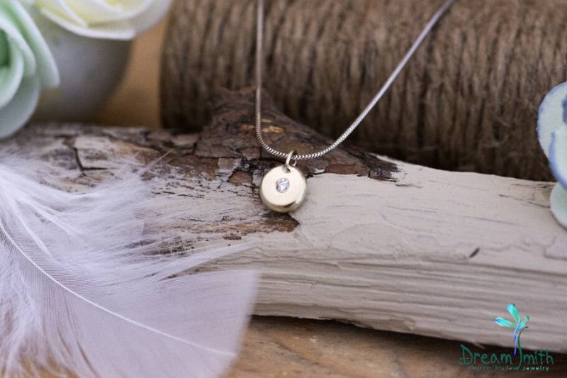 Recycelter 14K Weißgold Anhänger Mit Diamant von DreamSmithJewelry