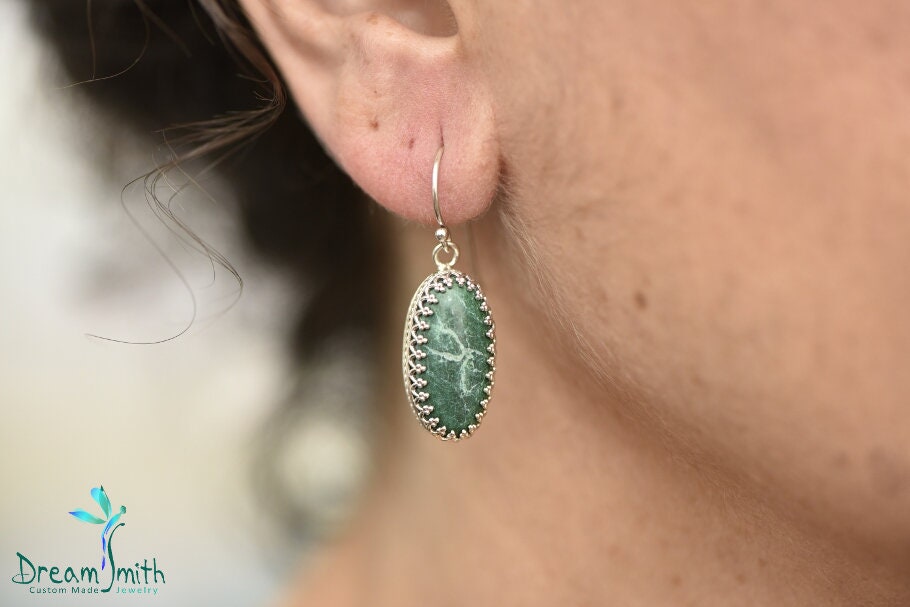 sterling Silber Malachit Ohrringe von DreamSmithJewelry