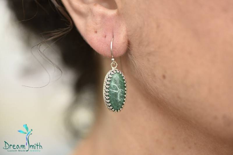 sterling Silber Malachit Ohrringe von DreamSmithJewelry