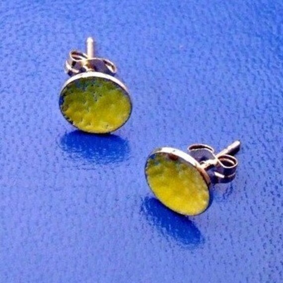 Emaille Ohrstecker, Petite Discs, Sterling Silber Beiträge - Zitronengelb von DreamSpiralArt