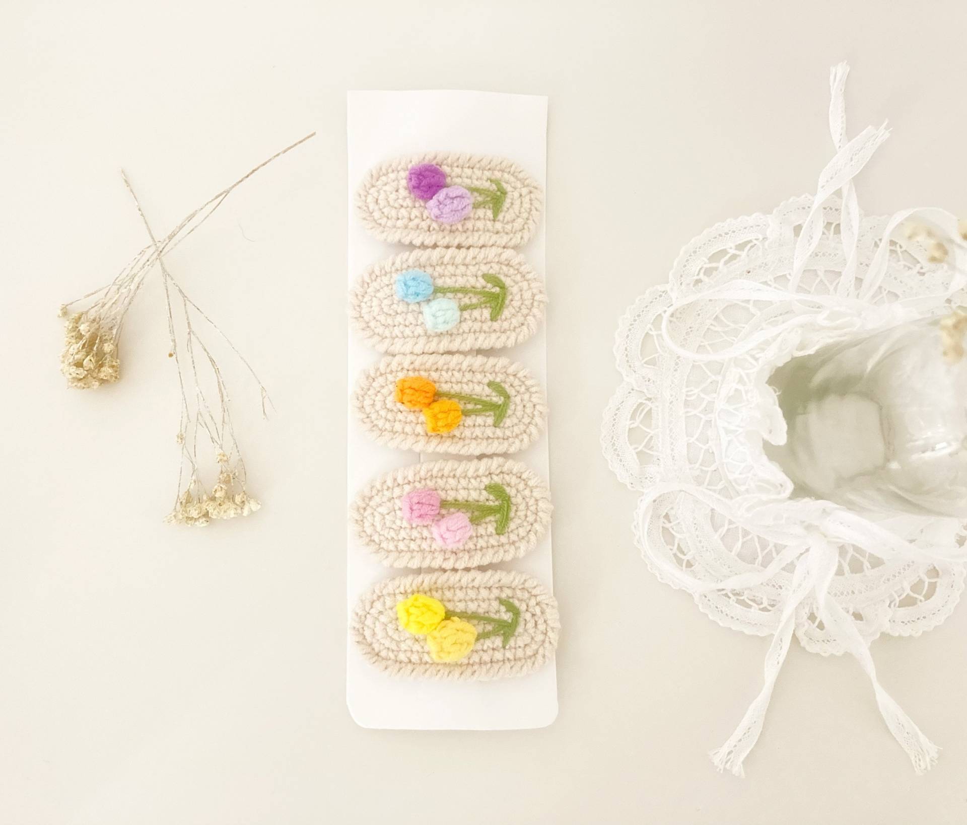 Gehäkelte Blumen Haarspangen, Haarspange Gänseblümchen, Haarspange, Handmade Haarspange, Häkel von DreamWoodLove