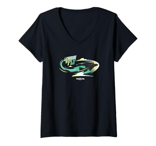 Damen DreamWorks Dragons Toothless Learning to Fly T-Shirt mit V-Ausschnitt von DreamWorks Dragons