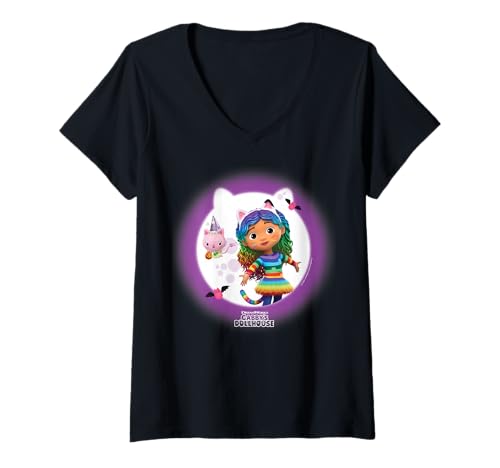 Damen DreamWorks Gabby’s Dollhouse Gabby and Kitty Fairy Full Moon T-Shirt mit V-Ausschnitt Damen DreamWorks Gabby’s Dollhouse Gabby and Kitty Fairy Full Moon T-Shirt mit V-Ausschnitt von DreamWorks Gabby’s Dollhouse