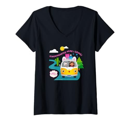 Damen DreamWorks Gabby’s Dollhouse Kindergarten Here I Come T-Shirt mit V-Ausschnitt von DreamWorks Gabby’s Dollhouse