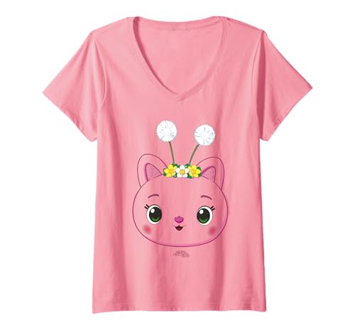 Damen DreamWorks Gabby’s Dollhouse Kitty Fairy Big Face T-Shirt mit V-Ausschnitt von DreamWorks Gabby’s Dollhouse