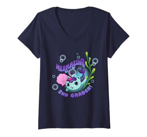Damen DreamWorks Gabby’s Dollhouse Mermazing Second Grader T-Shirt mit V-Ausschnitt von DreamWorks Gabby’s Dollhouse