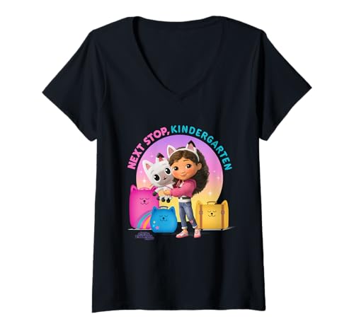 Damen DreamWorks Gabby’s Dollhouse Next Stop Kindergarten T-Shirt mit V-Ausschnitt Damen DreamWorks Gabby’s Dollhouse Next Stop Kindergarten T-Shirt mit V-Ausschnitt von DreamWorks Gabby’s Dollhouse