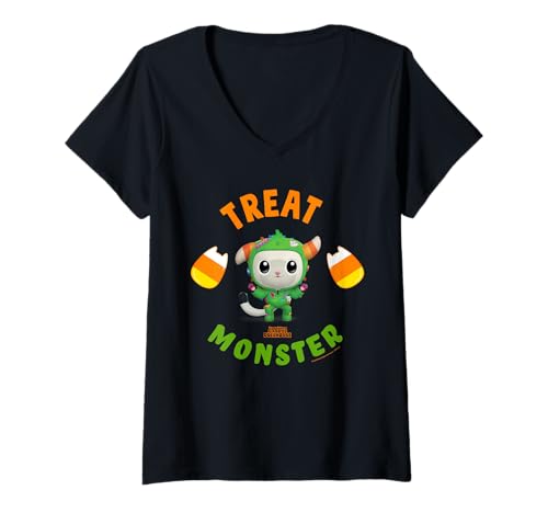 Damen DreamWorks Gabby’s Dollhouse Pandy Treat Monster Halloween T-Shirt mit V-Ausschnitt von DreamWorks Gabby’s Dollhouse
